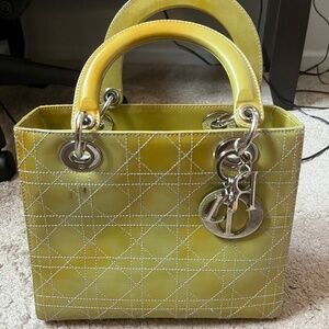 Lady Dior patent cannage bag with shoulder strap and authenticity card